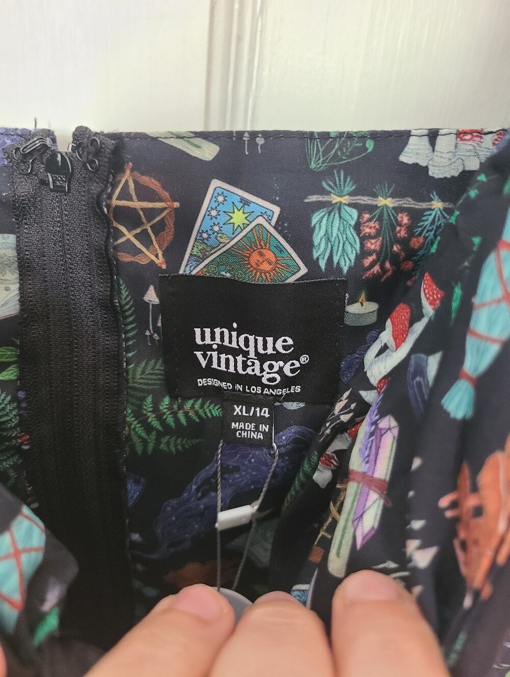 NWT XL Spellbinding Print Swing Dress Unique Vintage Apothocary Witchy Halloween - Picture 7 of 10